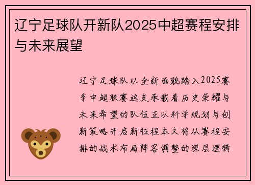 辽宁足球队开新队2025中超赛程安排与未来展望